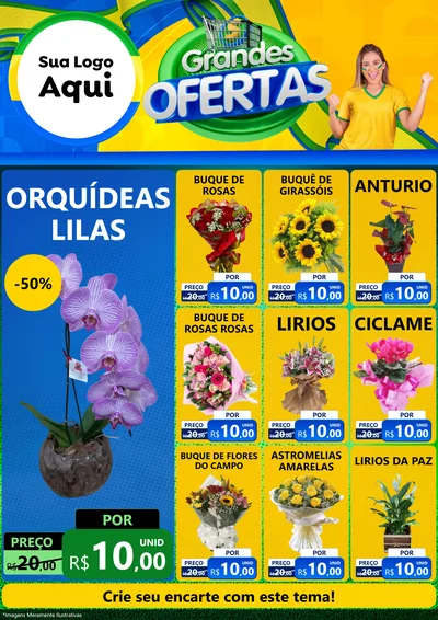 Modelo de Encarte para Encarte A4 Vertical com o tema Grandes Ofertas para Floricultura e jardim