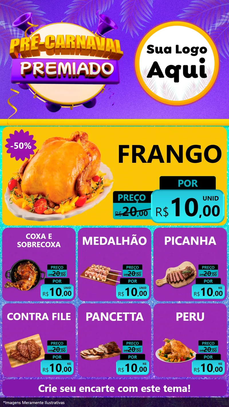 Modelo de Rede Social para Stories com o tema Pré-Carnaval Premiado para Assados
