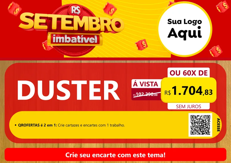 Modelo de Cartaz para Cartaz A4 Horizontal com o tema Setembro Imbatível para Concessionaria de Carros