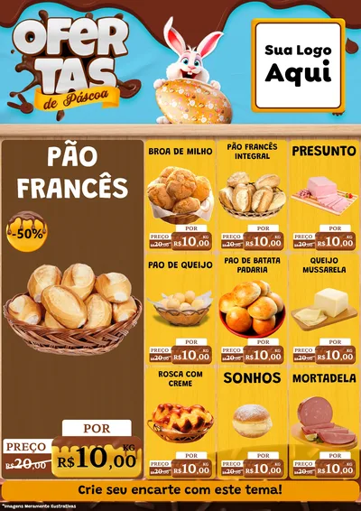 Modelo de Encarte para Encarte A4 Vertical com o tema Ofertas de Páscoa para Padaria