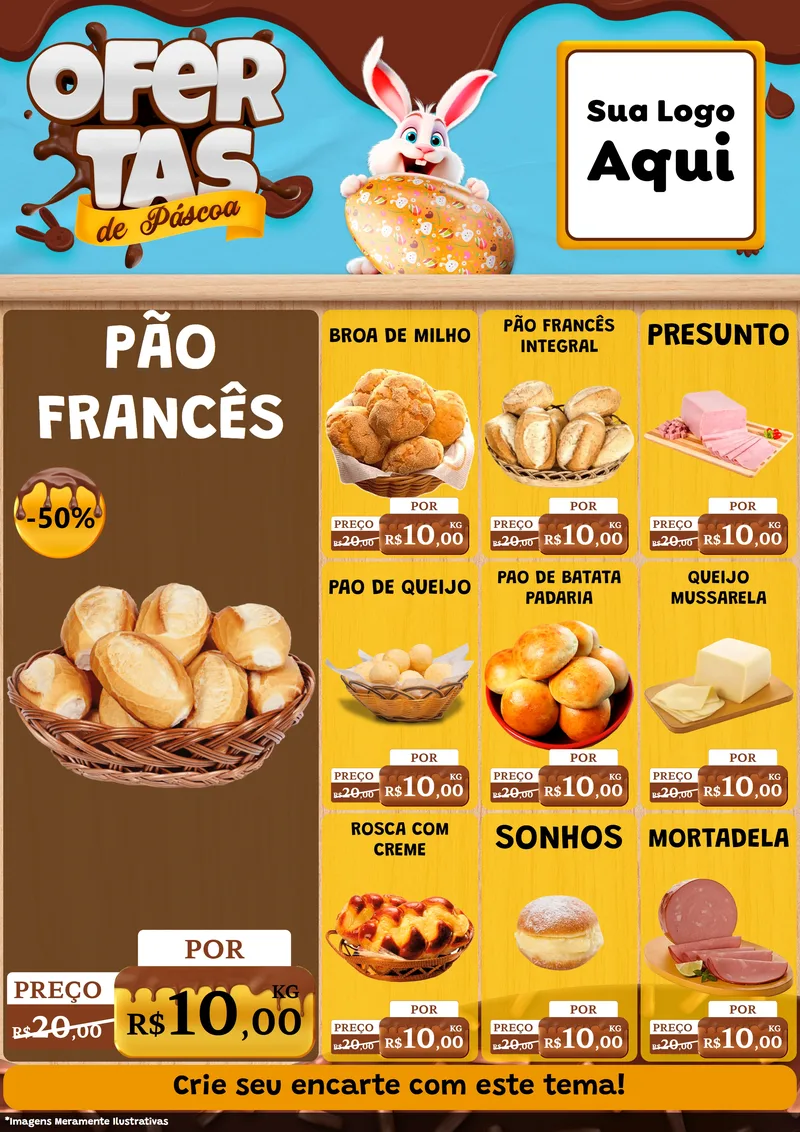 Modelo de Encarte para Encarte A4 Vertical com o tema Ofertas de Páscoa para Padaria