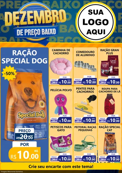 Modelo de Encarte para Encarte A4 Vertical com o tema Dezembro de Preço Baixo para Pet Shop