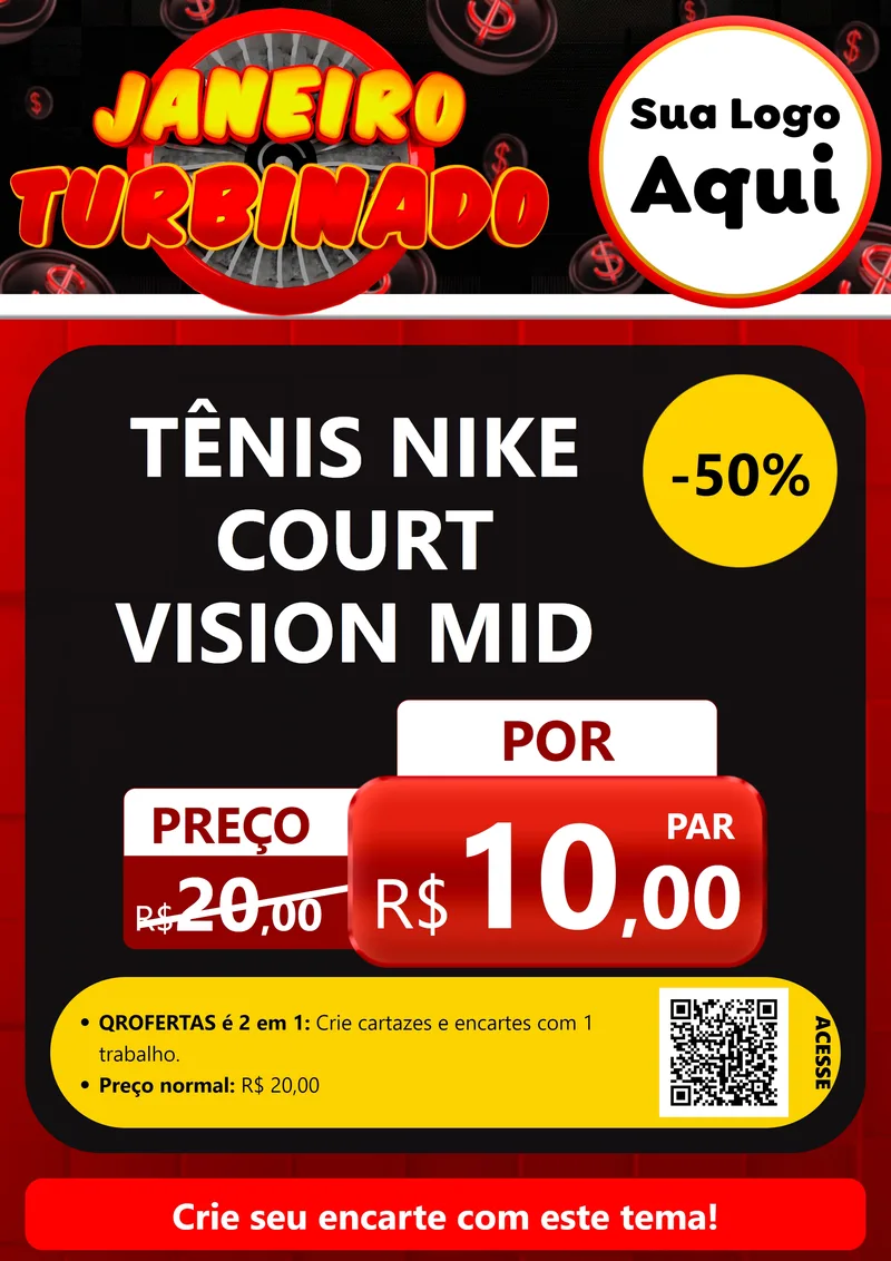 Modelo de Cartaz para Cartaz A4 Vertical com o tema Janeiro Turbinado para Calçados