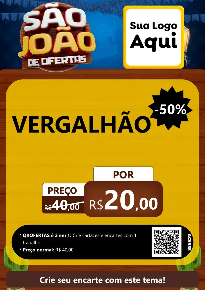 Modelo de Cartaz para Cartaz A4 Vertical com o tema São João Ofertas Imbatíveis! - Junina para Ferragens