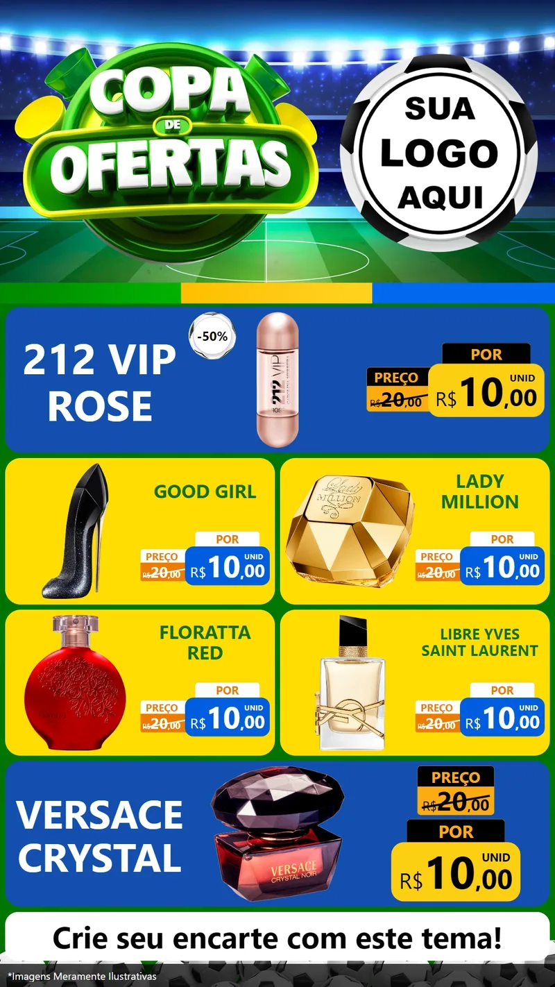 Modelo de TV para TV Vertical com o tema Copa de Ofertas para Perfumes