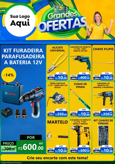 Modelo de Encarte para Encarte A4 Vertical com o tema Grandes Ofertas para Maquinas e Ferramentas
