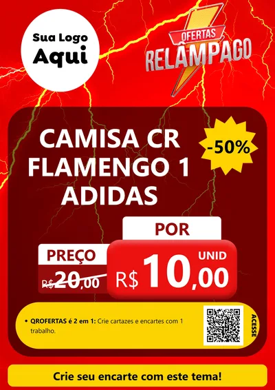Modelo de Cartaz para Cartaz A4 Vertical com o tema Ofertas Relâmpago para Roupas e acessórios