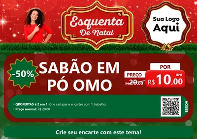 Modelo de Cartaz para Cartaz A4 Horizontal com o tema Esquenta de Natal para Produtos de Limpeza