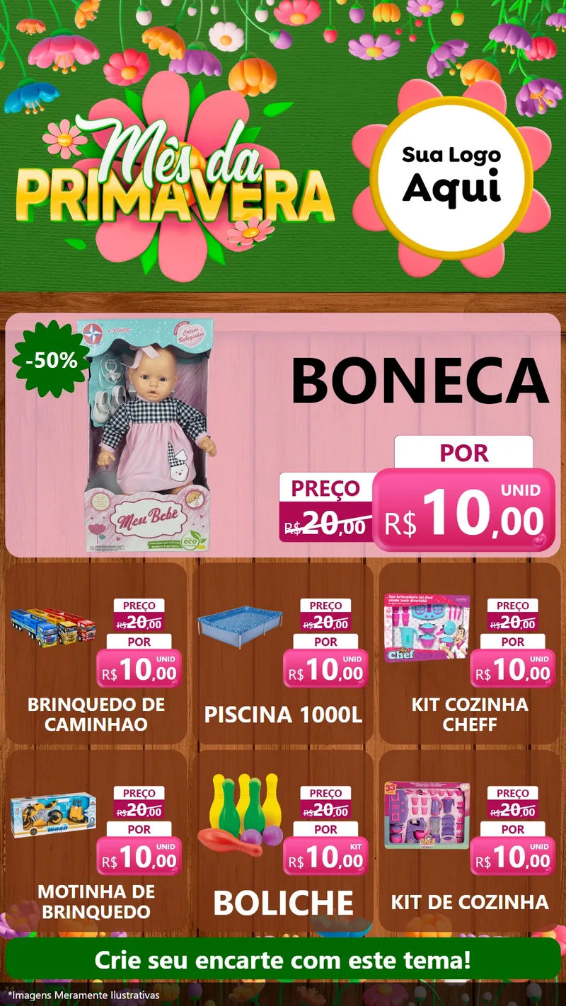 Modelo de Rede Social para Stories com o tema Mês da Primavera para Brinquedos