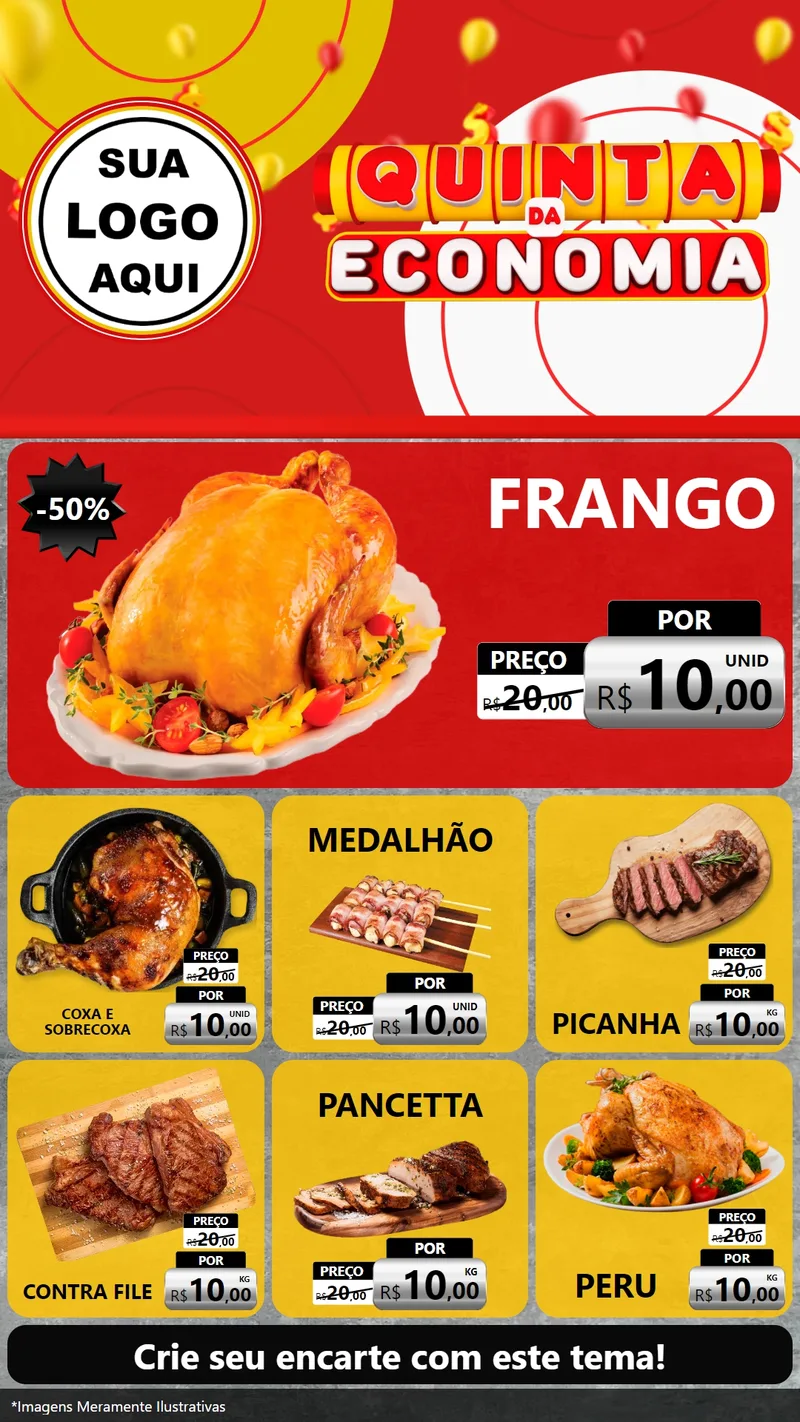 Modelo de Rede Social para Stories com o tema Quinta da Economia para Assados