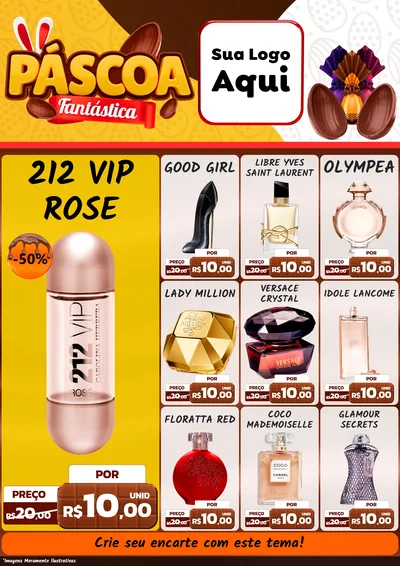 Modelo de Encarte para Encarte A4 Vertical com o tema Páscoa Fantástica para Perfumes