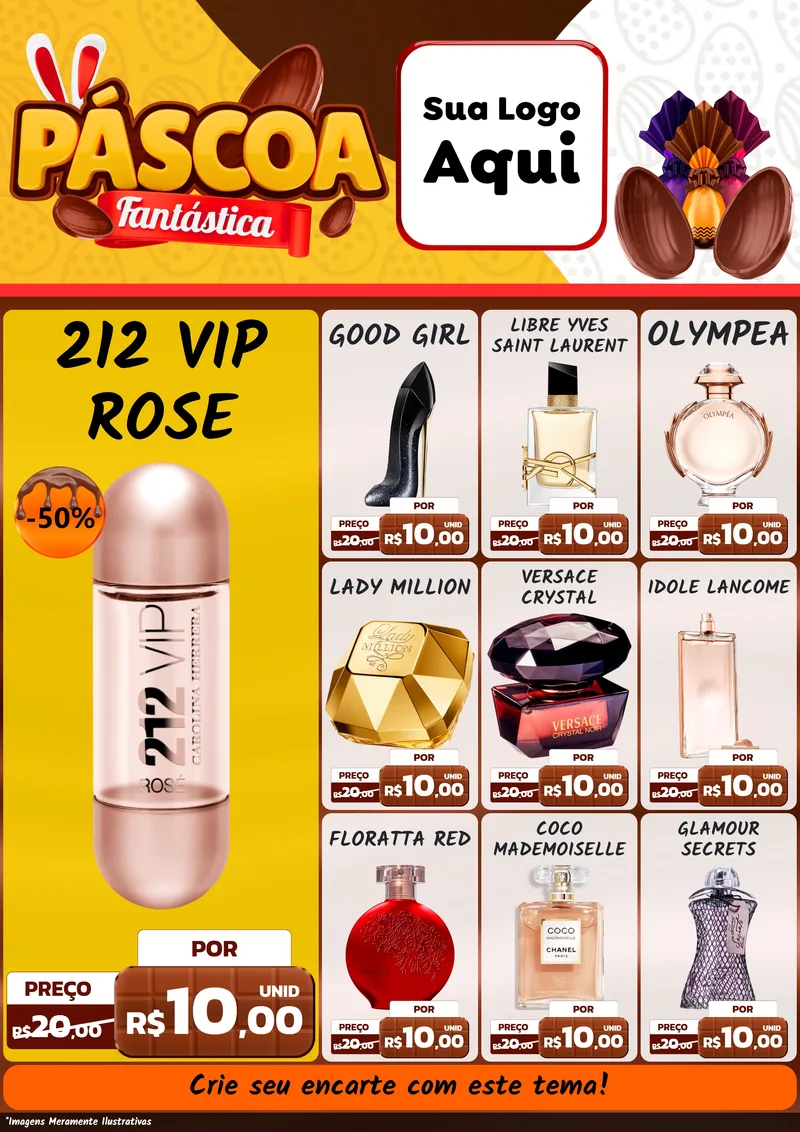 Modelo de Encarte para Encarte A4 Vertical com o tema Páscoa Fantástica para Perfumes