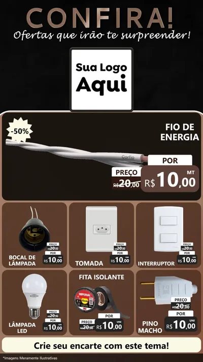 Modelo de Rede Social para Stories com o tema Confira! Ofertas que irão te surpreender! para Materiais Elétricos