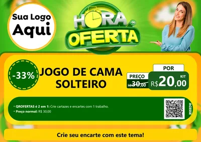 Modelo de Cartaz para Cartaz A4 Horizontal com o tema Hora da Oferta para Cama, Mesa e Banho