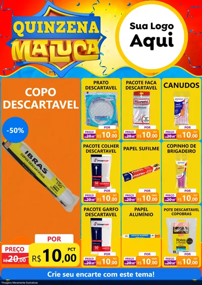 Modelo de Encarte para Encarte A4 Vertical com o tema Quinzena Maluca para Embalagens