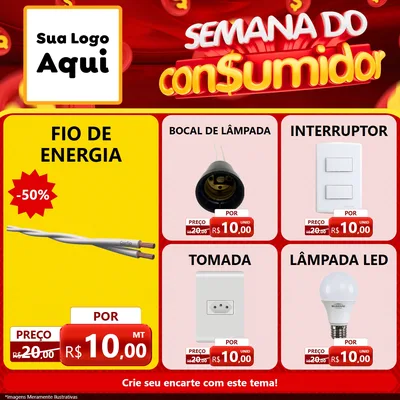 Modelo de Rede Social para Feed Facebook com o tema Semana do Consumidor para Materiais Elétricos