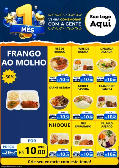 Modelo de Encarte para Encarte A4 Vertical com o tema Um Mês de Aniversário para Restaurante