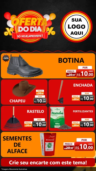 Modelo de TV para TV Vertical com o tema Oferta do Dia - Só hoje, Aproveite! para Agropecuária
