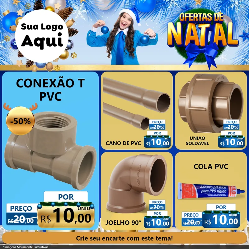Modelo de Rede Social para Feed Facebook com o tema Ofertas de Natal para Tubos e conexões
