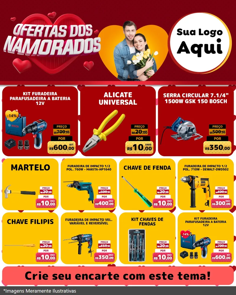 Modelo de Rede Social para Feed Instagram com o tema Ofertas Dos Namorados para Maquinas e Ferramentas