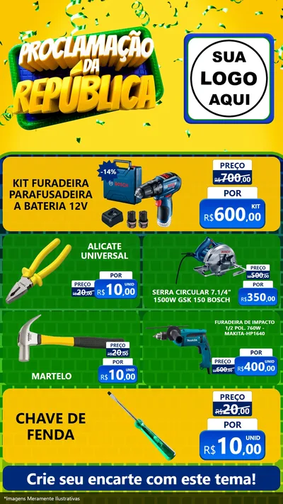 Modelo de TV para TV Vertical com o tema Proclamação da República para Maquinas e Ferramentas