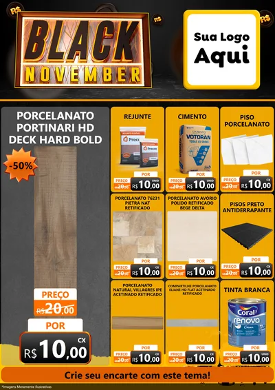 Modelo de Encarte para Encarte A4 Vertical com o tema Black November para Pisos e revestimentos