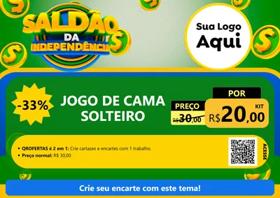 Modelo de Cartaz para Cartaz A4 Horizontal com o tema Saldão da Indepêndencia para Cama, Mesa e Banho