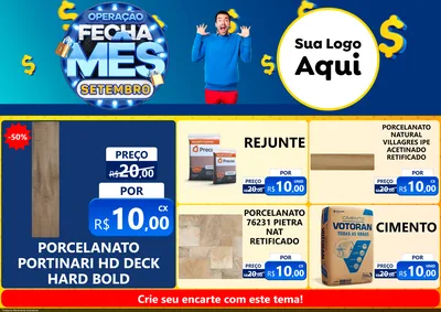 Modelo de Encarte para Encarte A4 Horizontal com o tema Operação Fecha Mês Setembro para Pisos e revestimentos