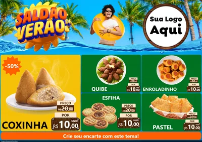 Modelo de Encarte para Encarte A4 Horizontal com o tema Saldão de Verão para Salgadaria