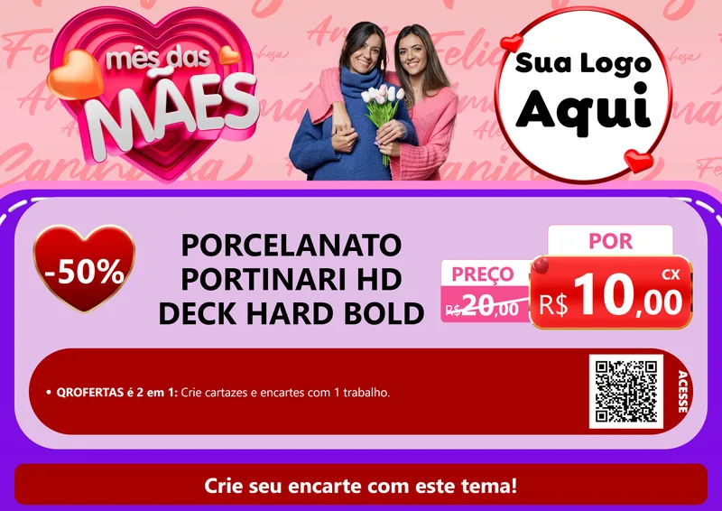 Modelo de Cartaz para Cartaz A4 Horizontal com o tema Mês Das Mães para Pisos e revestimentos