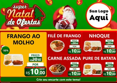 Modelo de Encarte para Encarte A4 Horizontal com o tema Super Natal de Ofertas para Restaurante