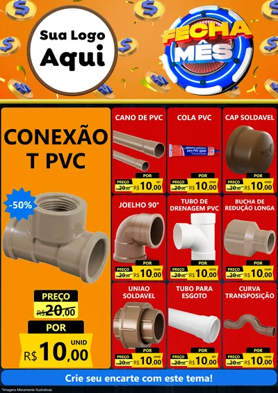 Modelo de Encarte para Encarte A4 Vertical com o tema Fecha Mês para Tubos e conexões