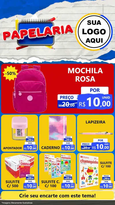 Modelo de Rede Social para Stories com o tema Papelaria para Papelaria