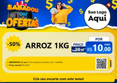 Modelo de Cartaz para Cartaz A4 Horizontal com o tema Sabadou de Ofertas para Supermercado