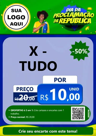 Modelo de Cartaz para Cartaz A4 Vertical com o tema Dia Da Proclamação Da República para Hamburgueria