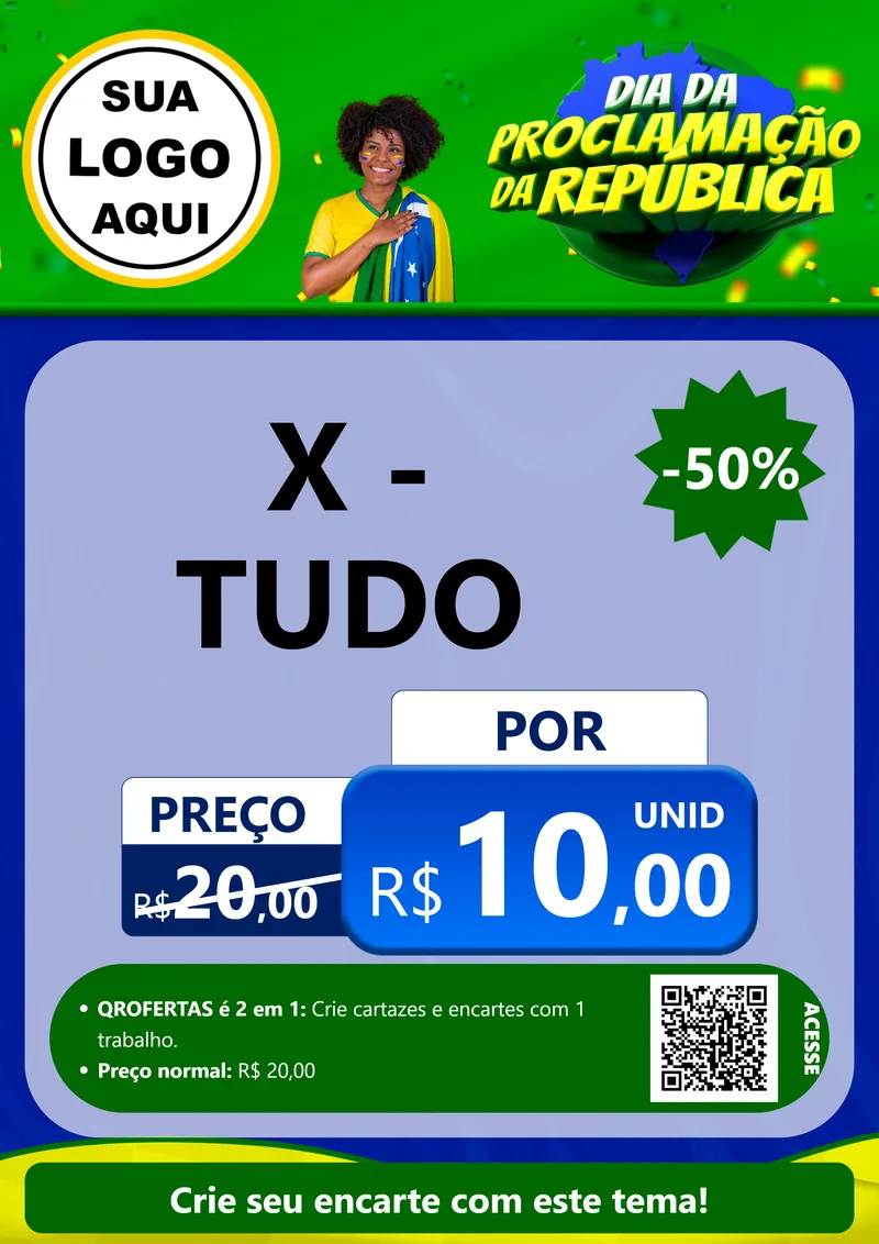 Modelo de Cartaz para Cartaz A4 Vertical com o tema Dia Da Proclamação Da República para Hamburgueria