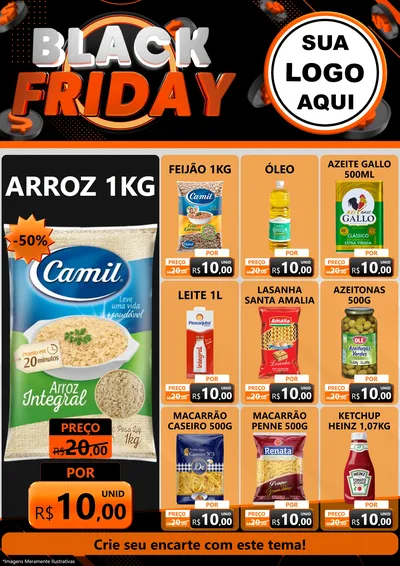 Modelo de Encarte para Encarte A4 Vertical com o tema Black Friday para Supermercado