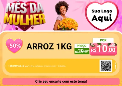 Modelo de Cartaz para Cartaz A4 Horizontal com o tema Mês da Mulher para Supermercado