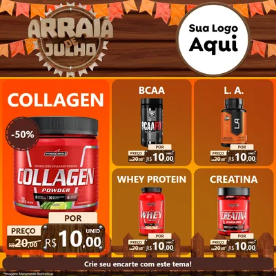 Modelo de Rede Social para Feed Facebook com o tema Arraiá de Julho - Junina para Suplementos alimentares
