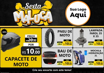 Modelo de Encarte para Encarte A4 Horizontal com o tema Sexta Maluca para Moto peças