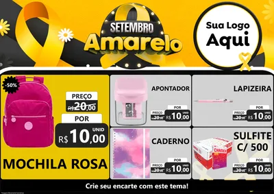 Modelo de Encarte para Encarte A4 Horizontal com o tema Setembro Amarelo para Papelaria