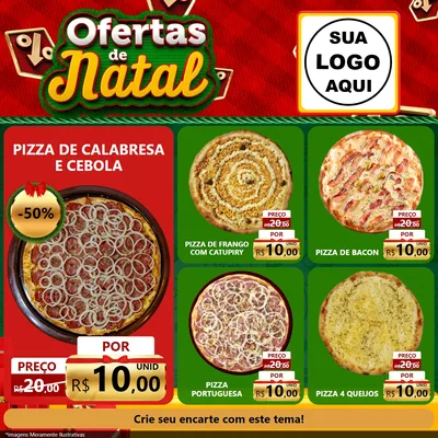 Modelo de Rede Social para Feed Facebook com o tema Ofertas de Natal para Pizzaria