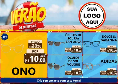 Modelo de Encarte para Encarte A4 Horizontal com o tema Verão de Ofertas para Óticas