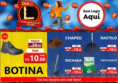 Modelo de Encarte para Encarte A4 Horizontal com o tema Dia L - O Dia Mais Barato Do Mês para Agropecuária