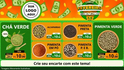 Modelo de TV para TV Horizontal com o tema Comece Fevereiro Economizando para Produtos Naturais