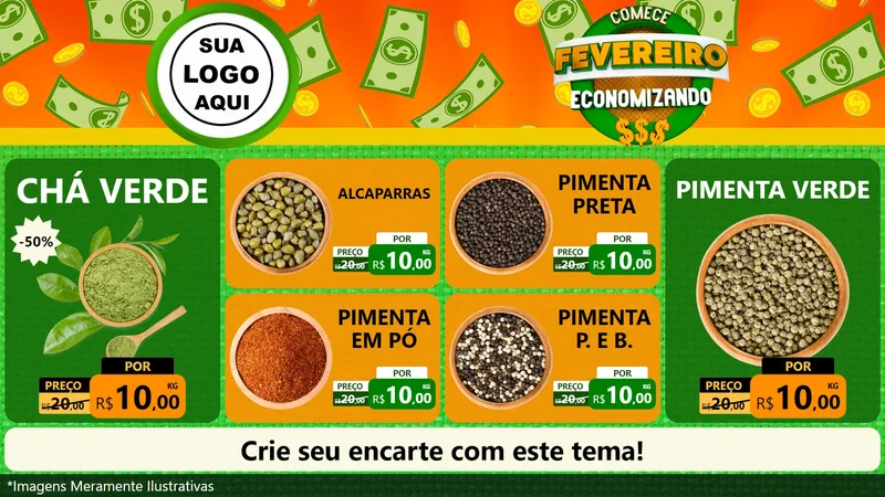 Modelo de TV para TV Horizontal com o tema Comece Fevereiro Economizando para Produtos Naturais