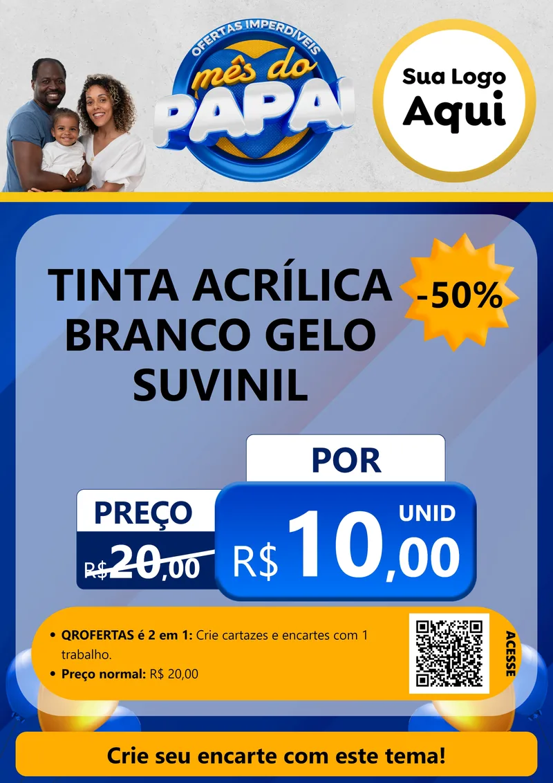 Modelo de Cartaz para Cartaz A4 Vertical com o tema Ofertas Imperdíveis Mês Do Papai para Tintas e Ferramentas