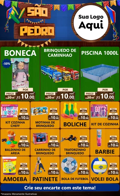 Modelo de Encarte para Encarte Grande com o tema São Pedro para Brinquedos