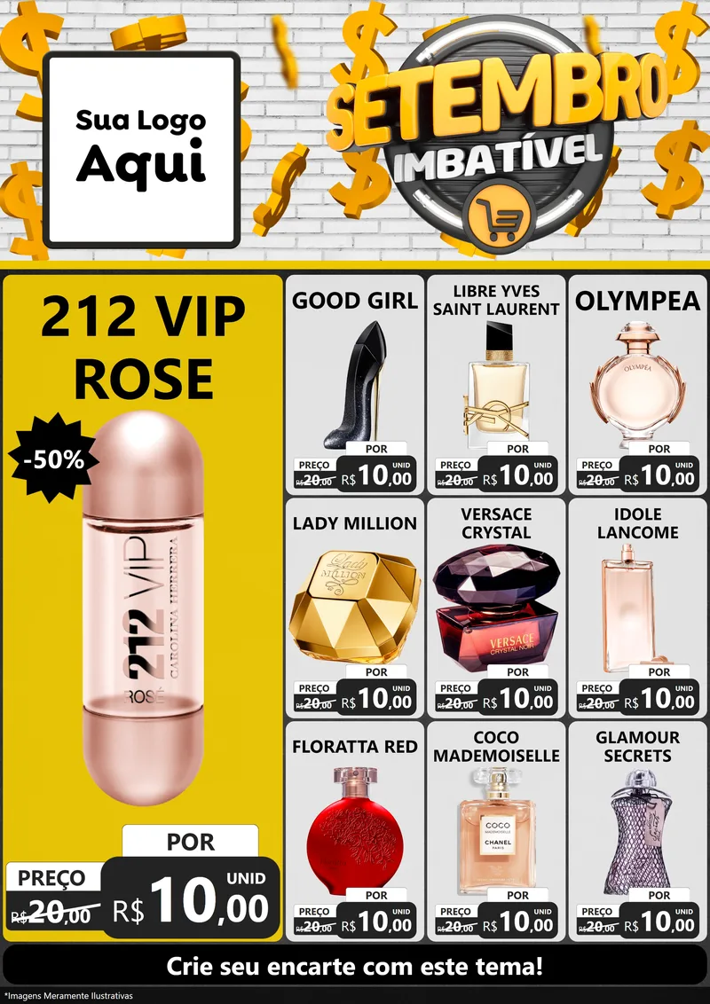 Modelo de Encarte para Encarte A4 Vertical com o tema Setembro Imbatível para Perfumes