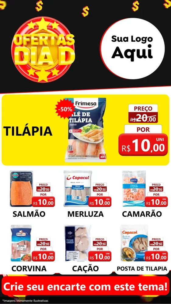 Modelo de Rede Social para Stories com o tema Dia D para Peixaria